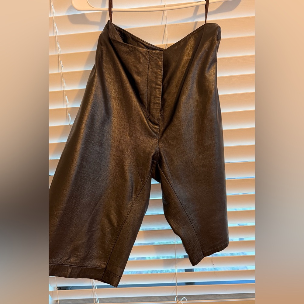 INC International Concepts Dark Brown Leather Shorts